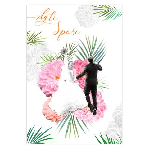 Biglietti augurali Matrimonio Biembi 12x18 cm fustellati oro - conf. 6 pz assortiti con portasoldi - BXBDKTC05